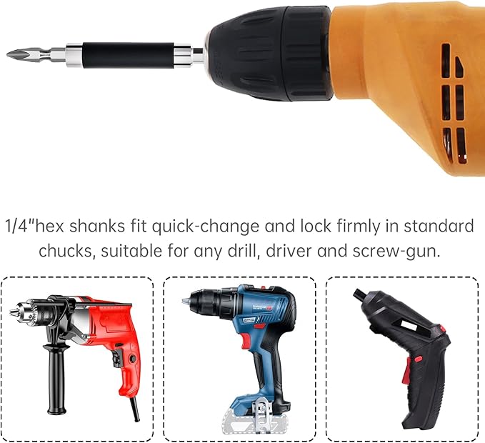 ChgImposs 3pcs/set Scalable Magnetic Screw Drive Guide Drill Bit Tip Holder, 3.15"/4.72"/5.51"(80/120/140mm) Screwdriver Bit Holder Extension Bar Adapter, Drill Bit Guide Rod Adapter