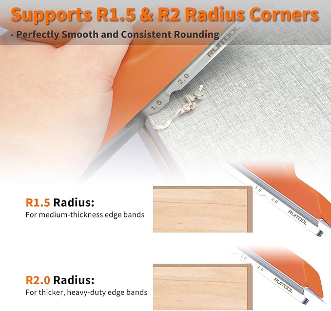 RUITOOL Edge Banding Trimmer with Sharp Stainless Steel Blades and Ergonomic Grip, Suitable for Veneer, PVC, and ABS on Straight, Curved, and Chamfered Edges