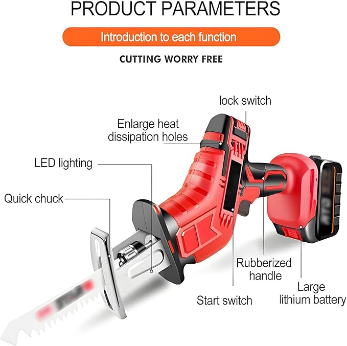 2025 Home Lightweight Electric Bone And Meat Saw - Commercial Reciprocating Saws, 5 Saw Blades,3000mAh Battery, Built-in Safety Lock | For Cutting Bones And Meat