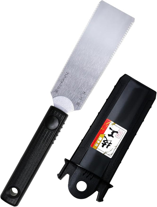 KAKURI Mini Japanese Pull Saw 4.7" with Sheath - Ryoba Double Edge Handsaw for Woodworking & PVC Cutting - Small Craft Saw, Made in Japan