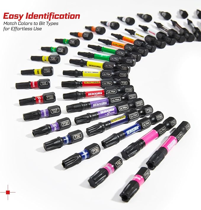 Impact Security Torx Screwdriver Bits Set,26Pcs 1??2?쒶agnetic竊늇T7-TT40竊뎂2 Steel Multi Star Driver Bits and 1Pc Bit Holder with Color Coded Base