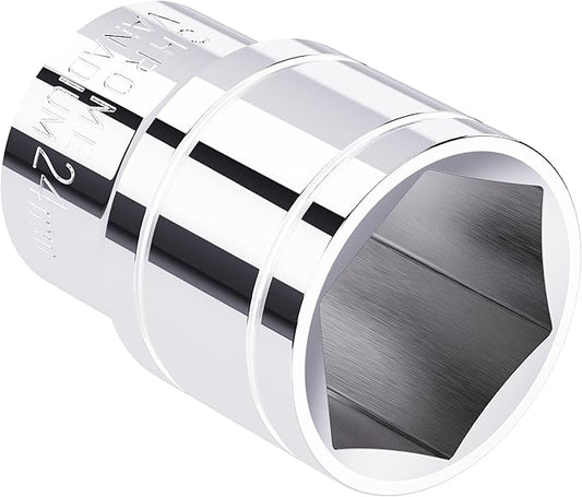 24mm(15/16-Inch) Shallow Socket, 1/2 Inch Drive, 6-Point, Metric, Heat Treated CR-V Steel Short Sockets, Full Polishing, 1.5 Inch Length