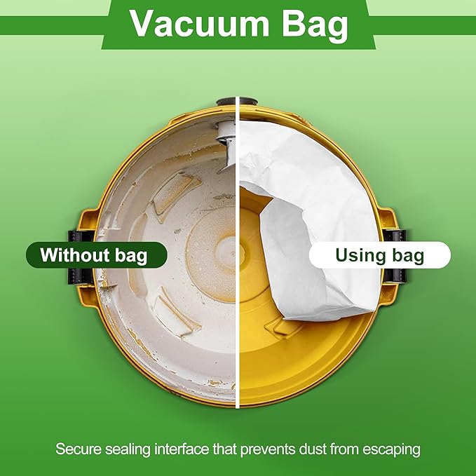 3 Pack Vacuum Bags Replacement for Shop Vac Bags 1-1.5 Gallon Type A 90667 9066700 9066733, PETOX High-Efficiency Disposable Vaccum Collection Filter Bags