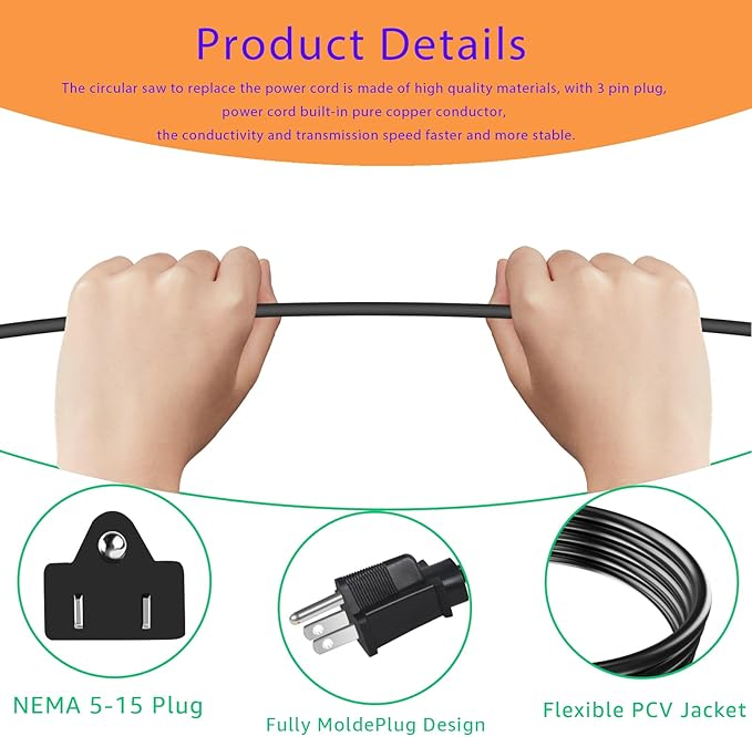 95104L Circular Saw Cord Replacement Assembly竊똂ompatible with SKILSAW Worm Drive Saw SPT78W SPT77WM Circular Saw Power Cord Parts,pertain for SKIL Saw Power Cord Parts Tool Replacement Assembly