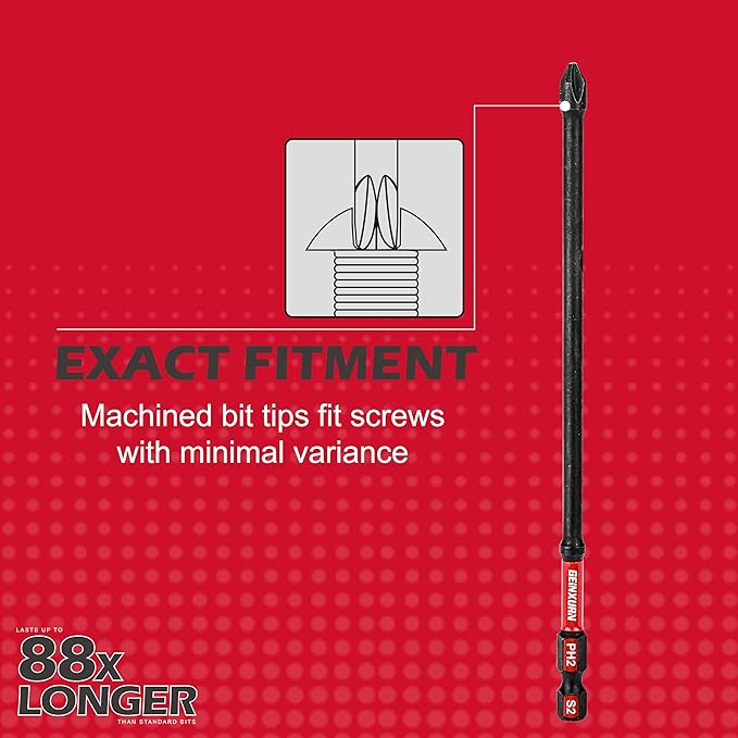 Impact Tough #2 Phillips 6 in. D2 Steel Long Extension Insert Driver Bits,10Pack 1/4 Inch Hex Shank Long Cross Magnetic PH2 Screwdriver Bits Set