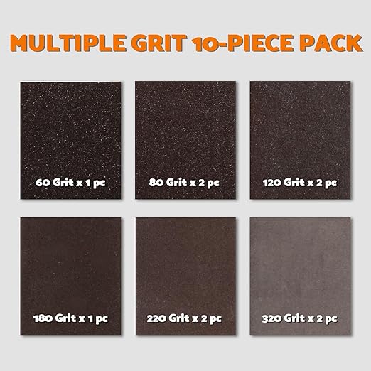 Sanding Block 10 pcs with Tack Cloth, 60 80 120 180 220 320 Coarse Medium Fine Grit Sanding Sponge Assortment, Sanding Sponges for Wood Drywall Metal by S&F STEAD & FAST