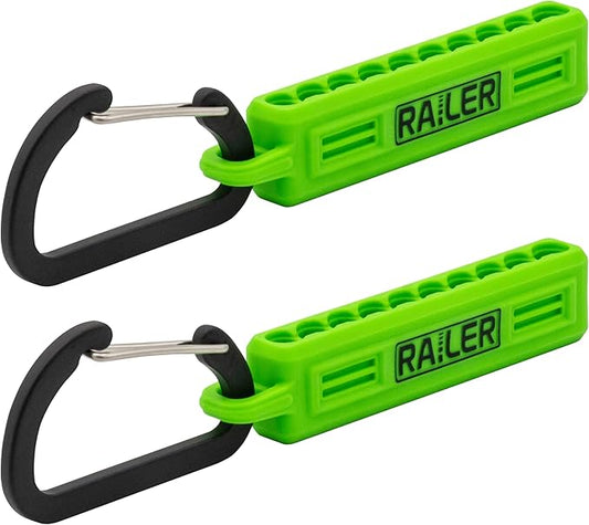 Screwdriver Bit Holder Storage Organizer ??Railer 10-Hole Hi-Vis Green Bit Holder with Carabiner - 2 Pack