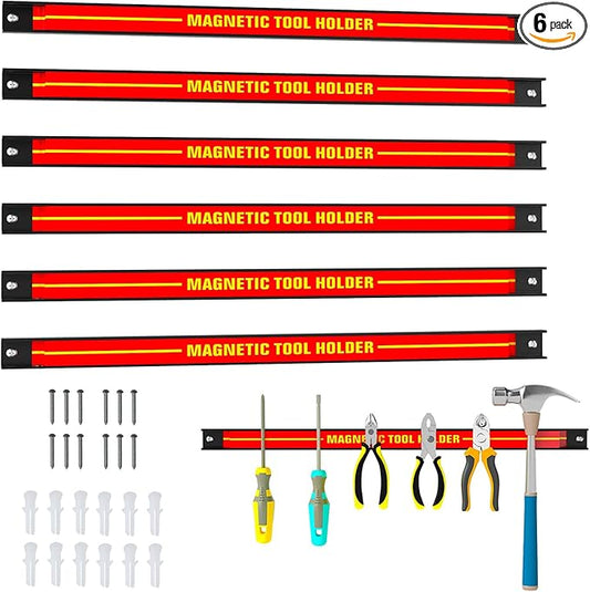 Goplus 6PCS 18" Magnetic Tool Holder, Wall Mounted 176LBS Capacity Magnetic Tool Organizer, Heavy Duty Metal Tool Rack, Tool Magnet Bar, Magnetic Tool Holder Strip for Garage Workshop