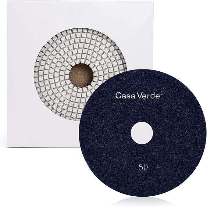 Casaverde Diamond Polishing Pads 7 Inch,Granite Polish Diamond Pads Grit 50 for Concrete Terrazzo Travertine Marble Floor Edges Countertop