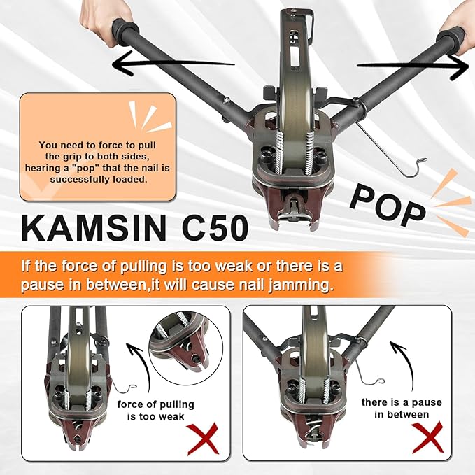 C50 11 Gauge Manual Hog Ring Plier 1-1/2-Inch Crown Hog Ring Plier C Ring Stapler 13.5-14mm Closure Diameter Hog Ring Stapler for Wire Cages, Gabion, Fencing