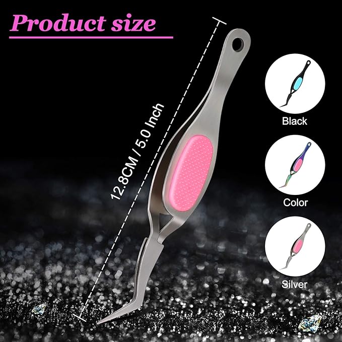 Mudder 3 Pcs Reverse Tweezers Craft Crossing Lock Tweezers Reverse Grip Precision Curved Bent Straight Fine Tip for Craft Jewelry Beading Electronic Laboratory Work(Curved Tip)
