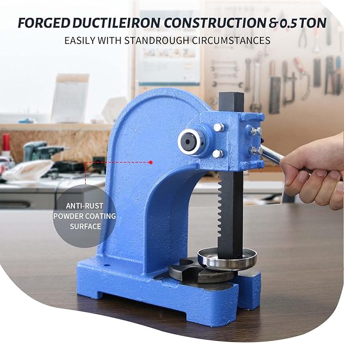 Arbor Press 0.5 Ton,Manual Desktop Punch Press Machine,4.48" Work Height,Manual Arbor Press Cast Iron Body,for Stamping