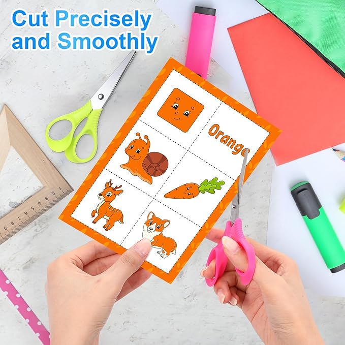 Reginary 36 Pcs Kids Scissors Bulk 5 Inch Student Children Blunt Tip Safety Scissors Multipurpose Rounded Tip for Office Home School Craft Supplies, Multicolor