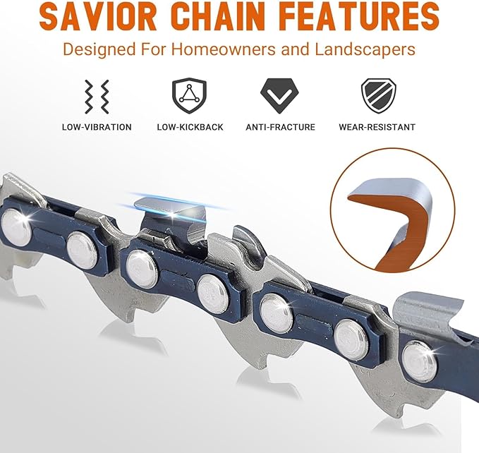 Savior 3PC 10 Inch Chainsaw Chain, Replacement 10" Pole Saw Chain for WORX WG309 Sun Joe SWJ803E SWJ807E Remington RM1035P - S40 3/8'' .050'' 40 Drive Links