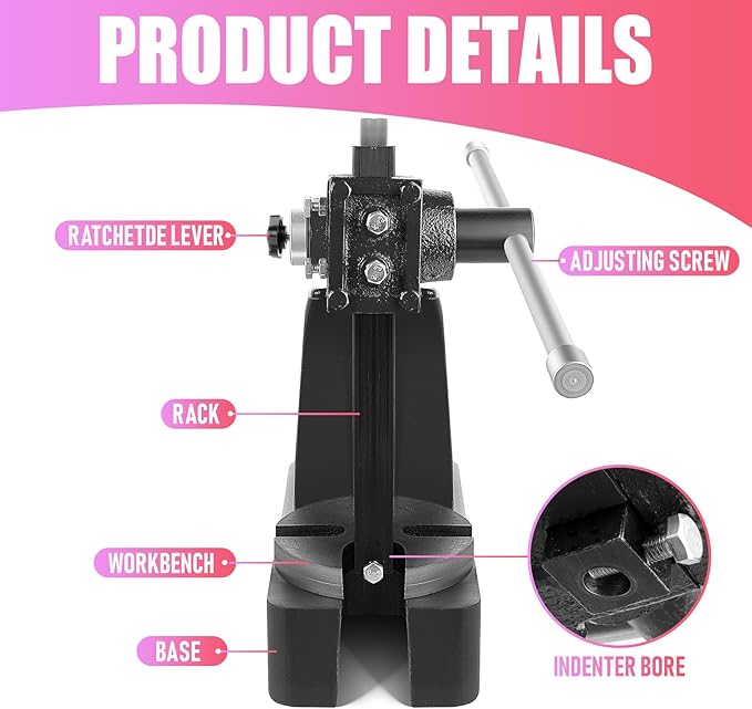Heavy Duty 1 Ton Arbor Press, Manual Arbor Press, 8.5" Maximum Height, Cast Iron Desktop Press for Bending, Stamping, Forming, Stretching (1 Ton Black)