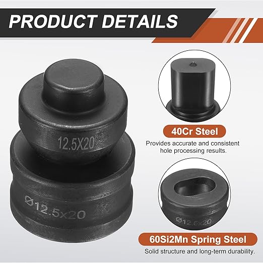 HARFINGTON Hydraulic Hole Punch Die 過12.5횞20mm Oval Hole 40Cr Steel Electric Punching Kit for CH60 Electric Punching Machine, Black