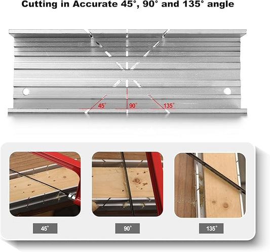 HAUTMEC Mini Hacksaw with Miter Box Set, 6" Hack Saw with Adjustable Cutting Angles & 6 Bi-Metal Blades, Compact Hand Saw for Wood, Metal, Plastic, Crafts, and DIY – HT0262
