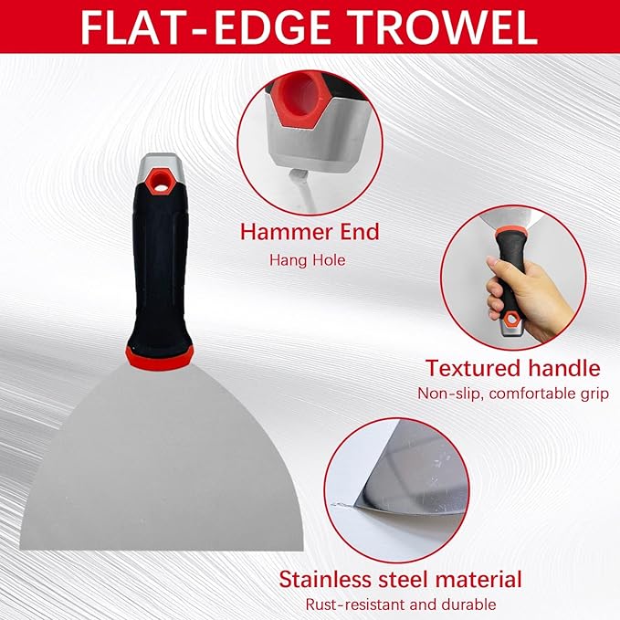 Drywall Hand Tool Kit, 12??Stainless Steel Hawk & 6??Putty Knife, Masonry Mud Hawk Set for Cement, Mortar and Drywall Finishing