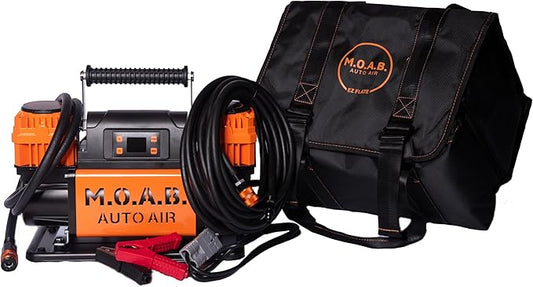 EZ FLATE M.O.A.B. Auto Air Compressor w/LCD Display, Set Target Pressure, dual air compressor, 10.6 CFM Offroad Air Compressor 4x4, 150 PSI, Inflator With Pressure Gauge