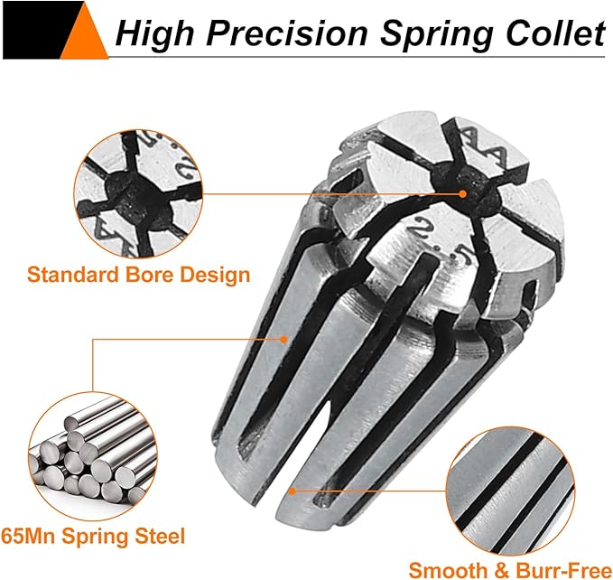 HARFINGTON Spring Collet Chuck ER8 2.5mm 65Mn Spring Steel Precision Router Collets for CNC Engraving Milling Lathe Tool