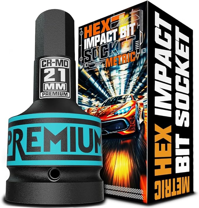 1" Drive H21 Impact Hex Bit Socket, 21 mm Allen Bit Socket, Metric, Cr-Mo Steel, Truck Repair and Equipment Maintenance