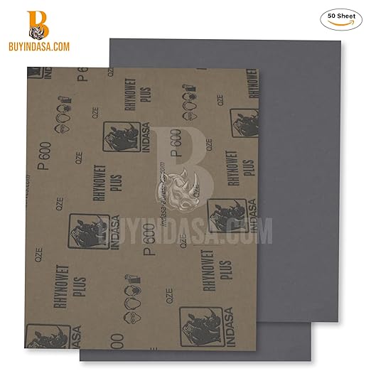 Indasa 50 PCS 9x11??Wet & Dry Sandpaper Sheets, 80 GRIT, Clog-Resistant Abrasive for Wood, Metal, Auto, Paint & Clear Coat Finishing, Sand Paper Aluminum Oxide, Plusline
