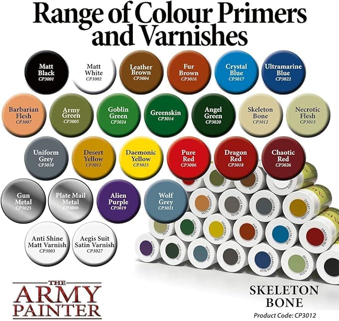 The Army Painter Colour Primer Skeleton Bone, 400 mL Acrylic Spray Primer, Spray Paint Basecoat for Miniature Priming, Tabletop Roleplaying, Boardgames, and Wargames Miniature Modelling