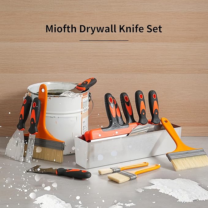 Drywall Knife Set, 14Pcs Stainless Steel Putty Tools Includes Putty Knife, Taping knife, Painter Scraper Tool & 14" Mud Pan Perfect for Drywall Joint Taping, Finishing and Patching