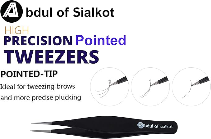 Pointed Tweezers,Needle Nose Tip, Sharp Precision Ingrown Hair, Surgical Pointed for Blackheads & Splinters/Best Tweezers for Eyebrows (Green)
