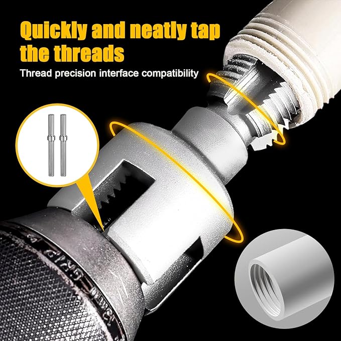 DOVARIUM Integrated Internal & External Pipe Threader - 3/4'' PVC Pipe Threading Tool for Drill, Heavy-Duty for Home PVC Water Pipe Repair & Installation (3/4'')