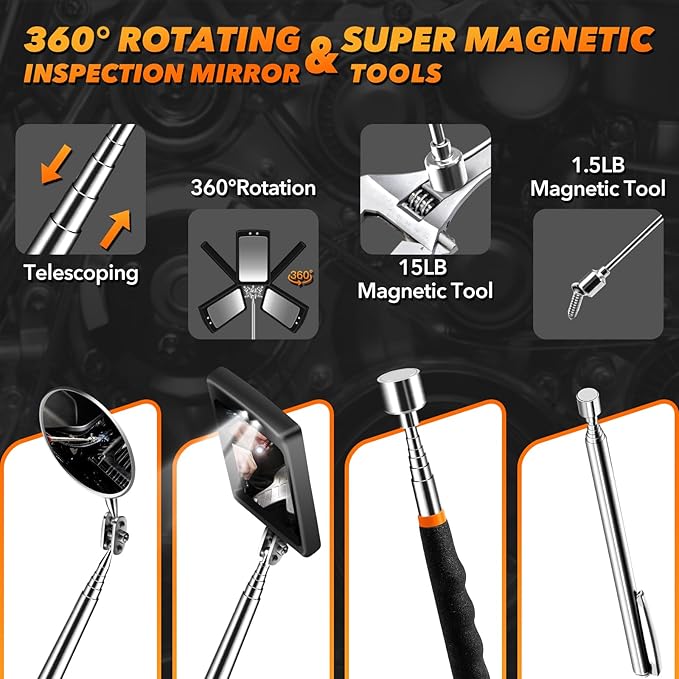 Gifts for Men, Valentines Day Gifts for Him Extendable Telescoping Magnetic Pickup Tools Set, Anniversary Birthday Gift for Men Dad Husband Him, Mens Valentines Gift for Cool Gadgets Tools
