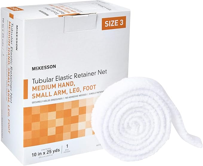 McKesson Tubular Elastic Retainer Net Dressing, Non-Sterile, Hand, Arm, Leg, Foot, Size 3, 10 in x 25 yd, 1 Count, 1 Pack