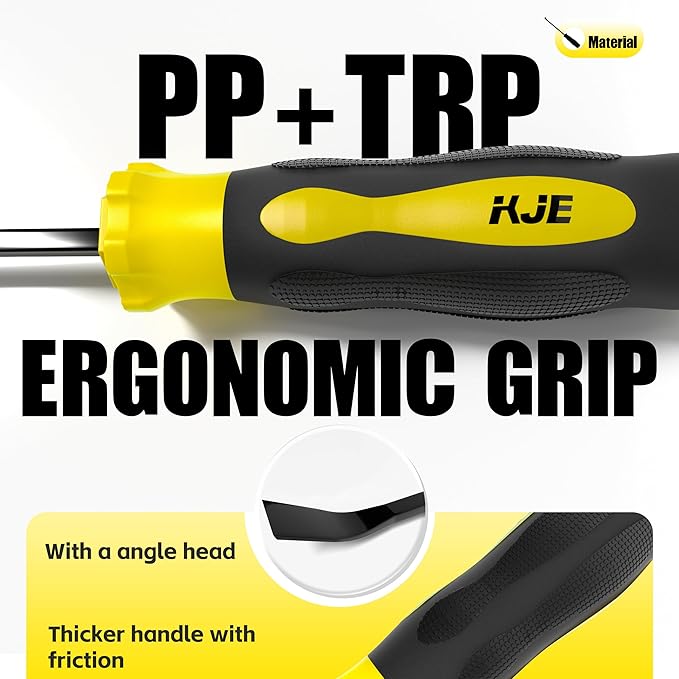 KJE 4-Piece Heavy Duty Pry Bar Set (8",12",18",24") - Automotive Pry Bar set with Strike Cap & Angled Tip for Auto Repair, Demolition & Construction