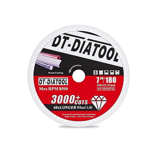 DT-DIATOOL Diamond Cut Off Wheels 7 x 7/8" for Steel Iron Rebar Metal Cutting Blades for Angle Grinder
