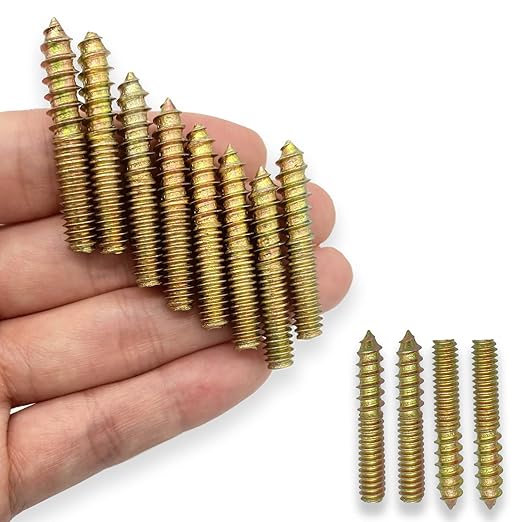12 Pack 1/4-20 x 1-1/2 Inch Hanger Bolts 1/4-20" Double Headed Bolts 1/4 Wood Dowel Screw Self-Tapping Screw Hanger Bolts for Furniture Double Head Threaded Rods Bolt 37mm Length