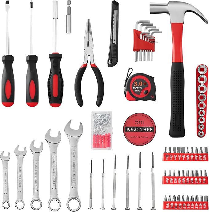 146-Piece Household Tool Kit - Perfect for Home Repair, Car Maintenance, DIY Projects - Complete Set w/Hammer, Screwdrivers, Pliers, Wrench with Storage ToolBox - Ideal Gift