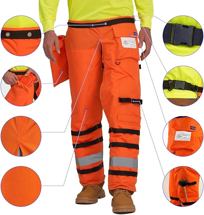 AYKRM Chainsaw Chaps 8-layer Protective Apron Wrap Adjustable orange Chainsaw Pants/Chap for Loggers Forest Workers