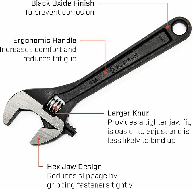 Crescent 6" Adjustable Black Oxide Wrench - Carded - AT26VS