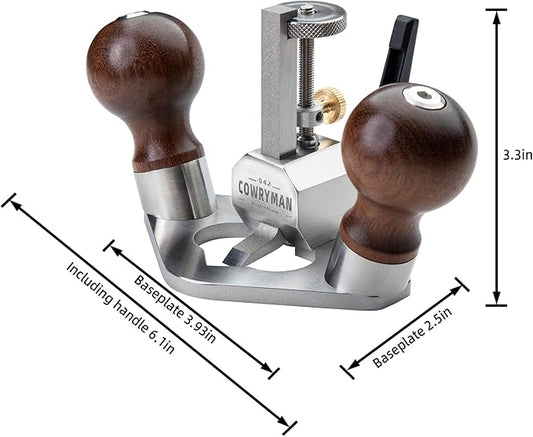 Cowryman 042 Router Plane Handheld Precision Woodworking Tool with Depth Stop for Detailed Corner Cutting and Joinery Dado Grooves