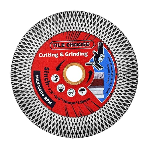 5" Tile Saw Blade Diamond Blade for Cutting and Grinding Porcelain Tile Granite Marble (5", 1)