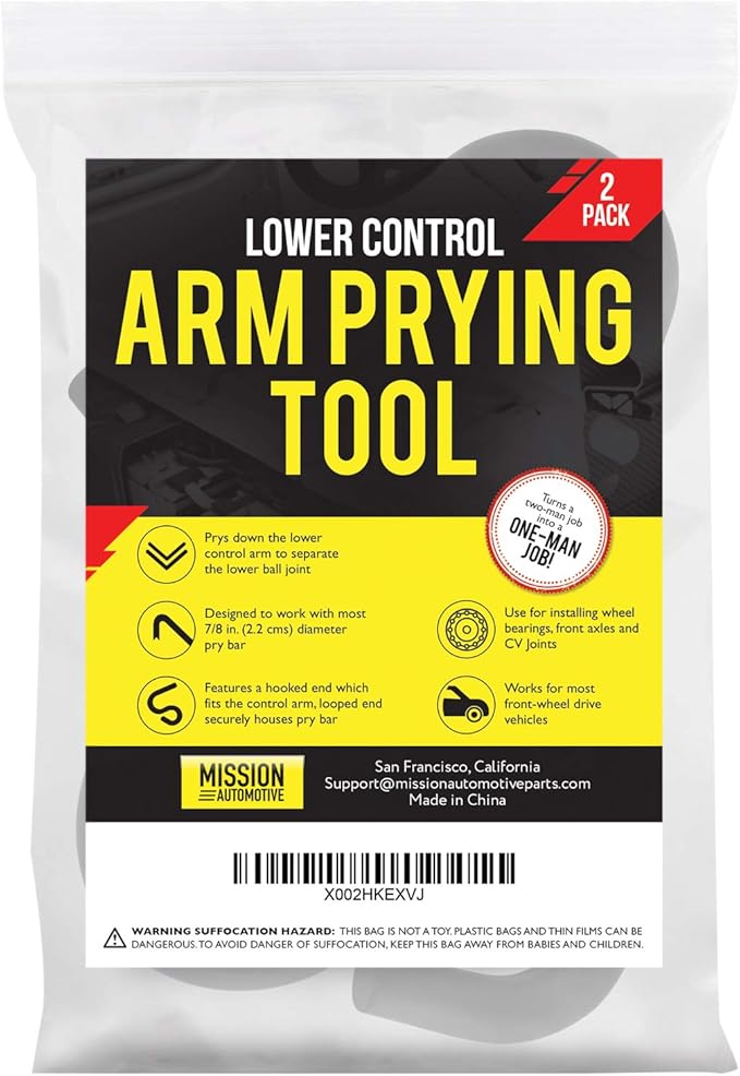 Mission Automotive 2-Pack Lower Control Arm Prying Tools - 7/8-Inch Pry Bar Hook Adapter - Automotive & Mechanic Tools for Front-Wheel Drive Vehicles, Bushing Removal & Control Arm Pry Hook