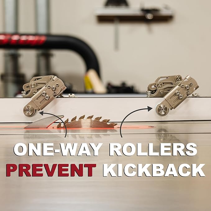 JessEm 04320 Clear-Cut STS Stock Guides for Table Saw – Precision Stainless Steel Rollers, Smooth Bearing System, Downforce and Feed Control for Accurate Safe Woodworking Cuts