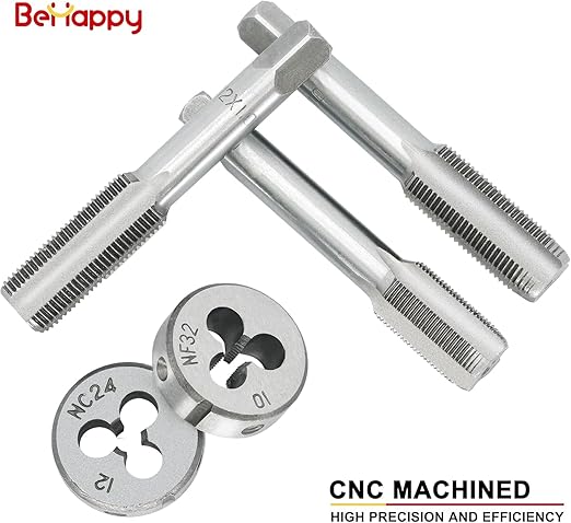 BeHappy 40PCS Tap and Die Set, Metric Size Standard M3 to M12, Threading Tool Set for Cutting External and Internal Threads with Adjustable Handles, Complete Accessories and Storage Case