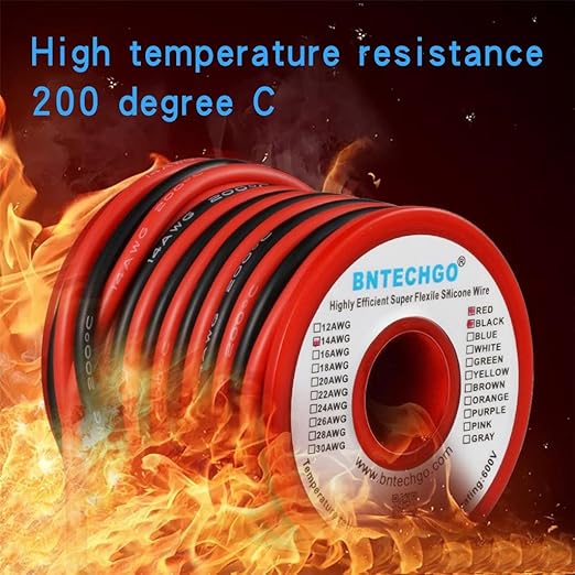 BNTECHGO 14 Gauge Silicone Wire Spool Red and Black Each 20ft 2 Separate Wires Flexible 14 AWG Stranded Tinned Copper Wire