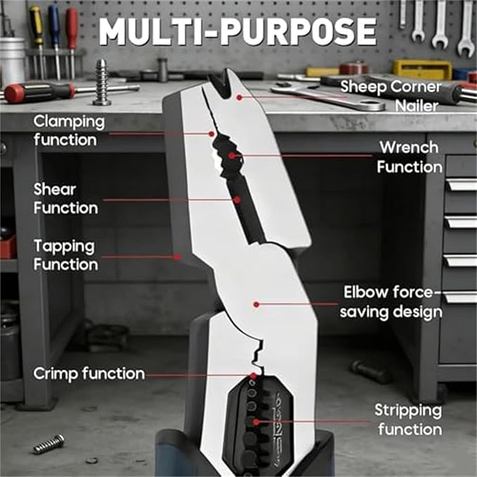 Industrial-Grade Multi-function Cutting Pliers, 9-in-1 Multi-Functional Pliers Nail Puller/Wire Cutter/Stripper/Crimper?봀ompound Action Leverage Design,Professional Cutting Tool for Home Repair (1pcs)