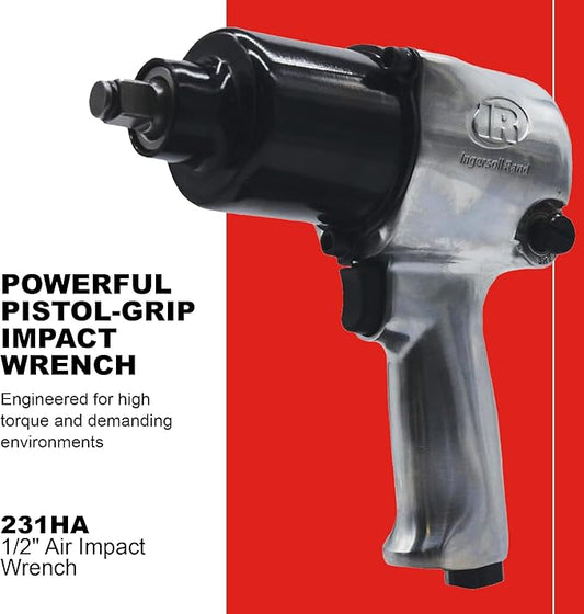 Ingersoll Rand Ingersoll-Rand 231HA 1/2" Drive Air Impact Wrench, Super Duty, 590 ft-lbs Max Torque Output, 8000 RPM, Adjustable Power Control, Pressure Fed Lubrication System