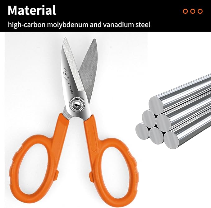 FSP-101 Anti Slip Kevlar Scissor,Electrician Scissors,For Cutting Fabric, Kevlar, Tape, Cable, Leather, Partner for Working Technicians, Electricians,FTTX Working Technicians