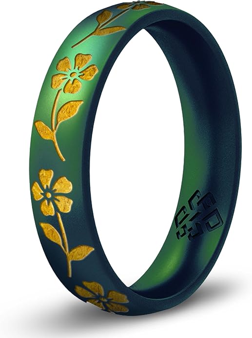 Knot Theory Birth Flower Silicone Ring for Women - 4mm Comfort Fit Wedding Band Engagement Ring