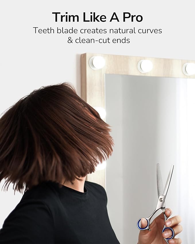 ULG Hair Thinning Scissors, Thinning Shear for Hair Cutting 6.5 inch Right-Hand Barber Scissors Salon Texturizing Shears Made of Japanese Stainless Steel, Silver