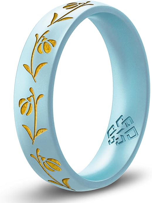 Knot Theory Birth Flower Silicone Ring for Women - 4mm Comfort Fit Wedding Band Engagement Ring